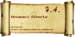 Hovanecz Alberta névjegykártya